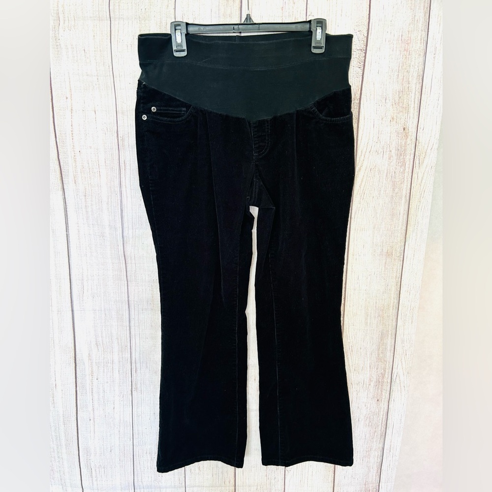 Oh Baby Maternity Petites Black Elastic Waist Bootcut Corduroy Pants Size M